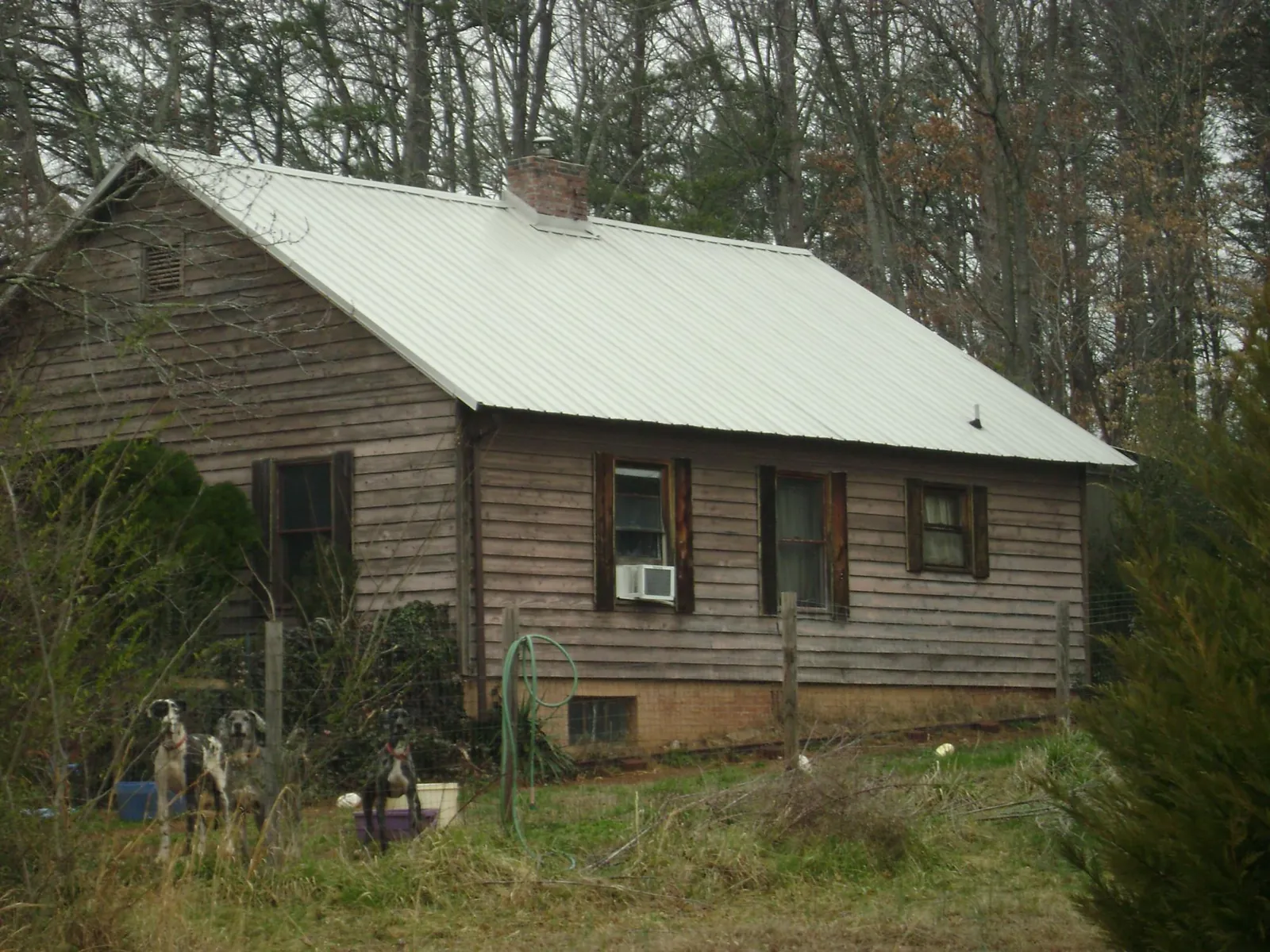White metal roof on an old wood sided farmhouse, from a Metal Roof Installation job in Erin